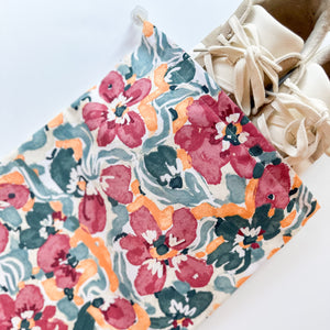 Shoe Bag - Magenta Blooms