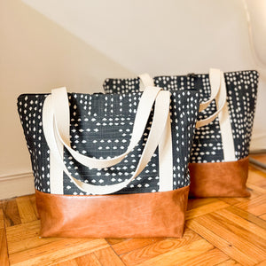 Tote Bag - Diamond Raindrops in Charcoal