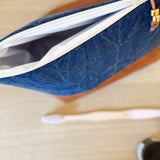 Make Up Bag - Navy Crushed Canvas